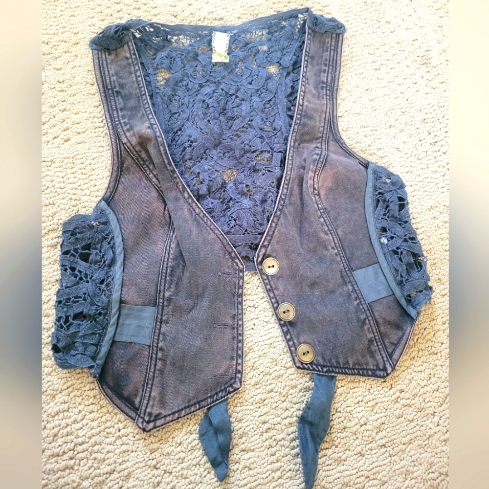 Free People Jean lace vest